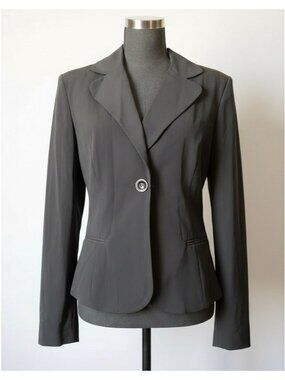 Vintage A. Byer 90s Black One-Button Blazer Jacket, Size Medium, Stretch fitted